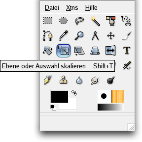Das Werkzeug Skalieren im Werkzeugfenster